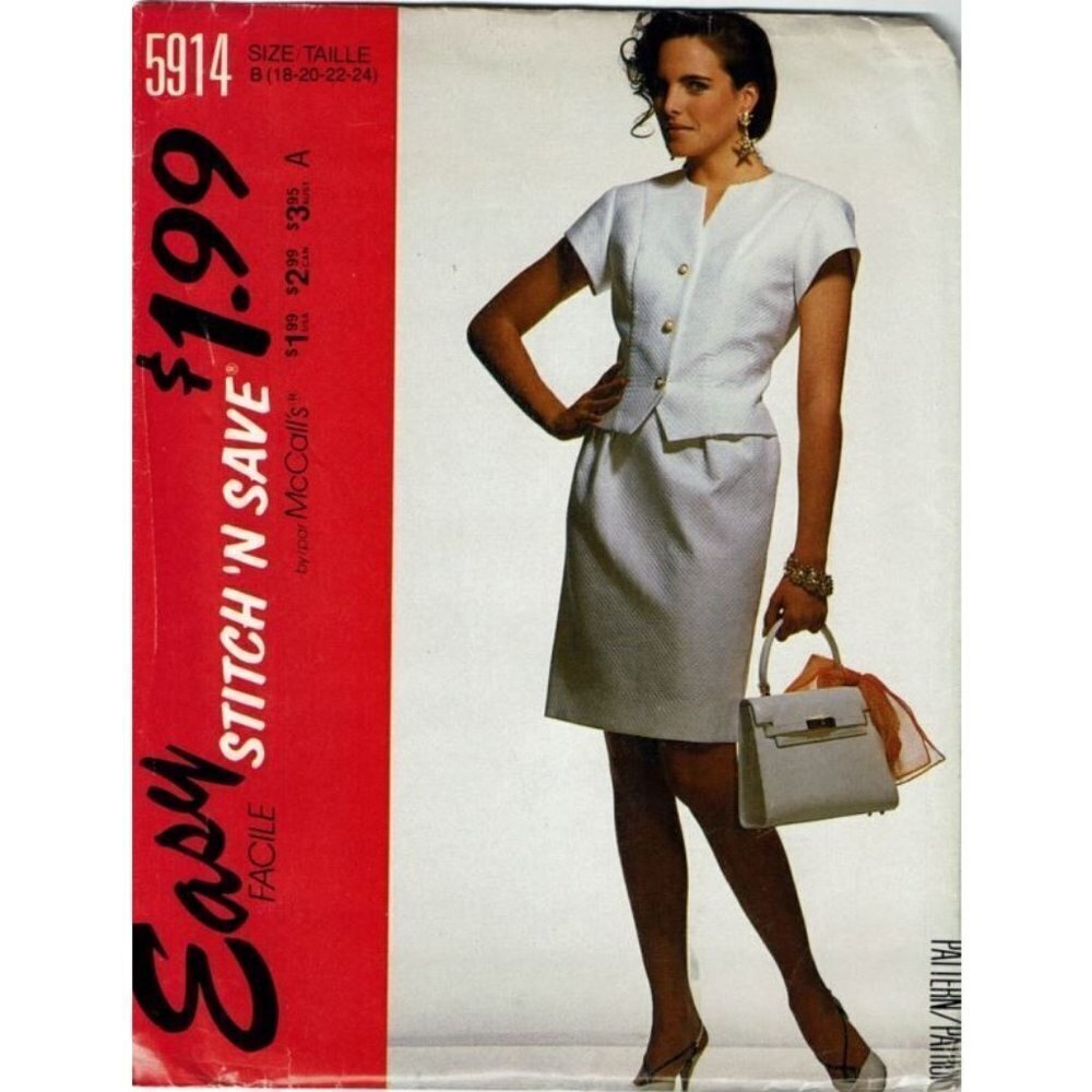 McCalls Sewing Pattern 5914 Two Piece Dress Top Skirt Misses Size 18-24